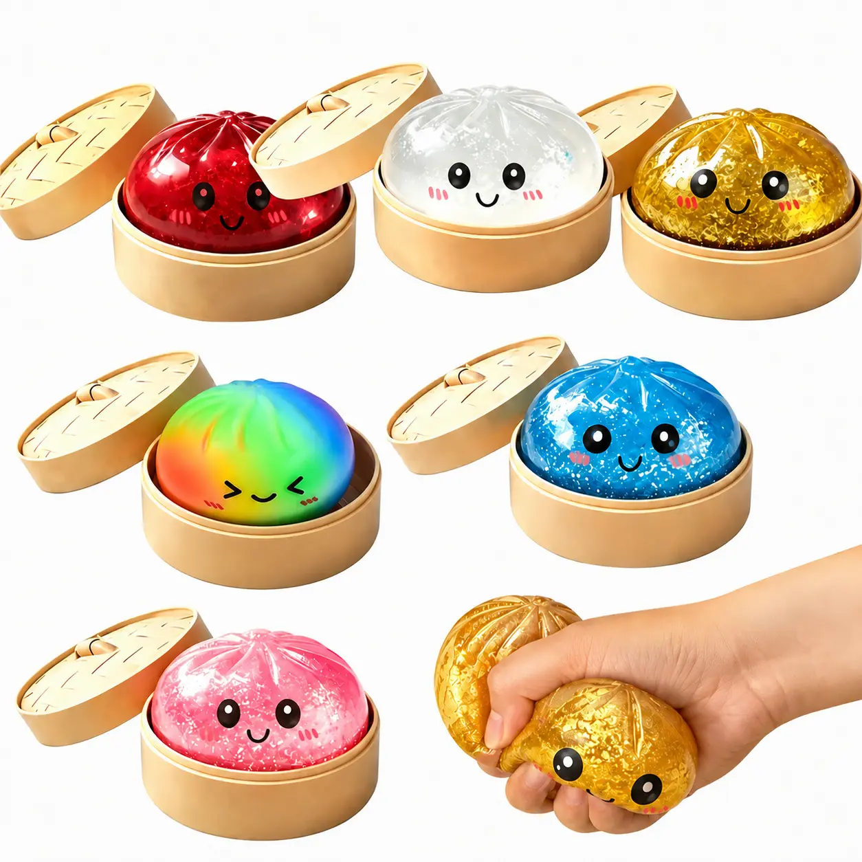 1-Pc Cute Bao Bun Squishy Stress Ball - Squishy Fidgets, Soft Stretchy Squeeze Hand Toy for Kids, Party Favor Gift, Squeeze Ball Fidgets Stress Relief Tool