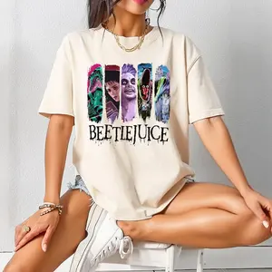 Beetlejuice Halloween Shirt, Horror Characters Tee, Halloween Movie Character Tee, Unisex Classic Cotton Tee with Graphic Print in All Sizes, For Men, For Women