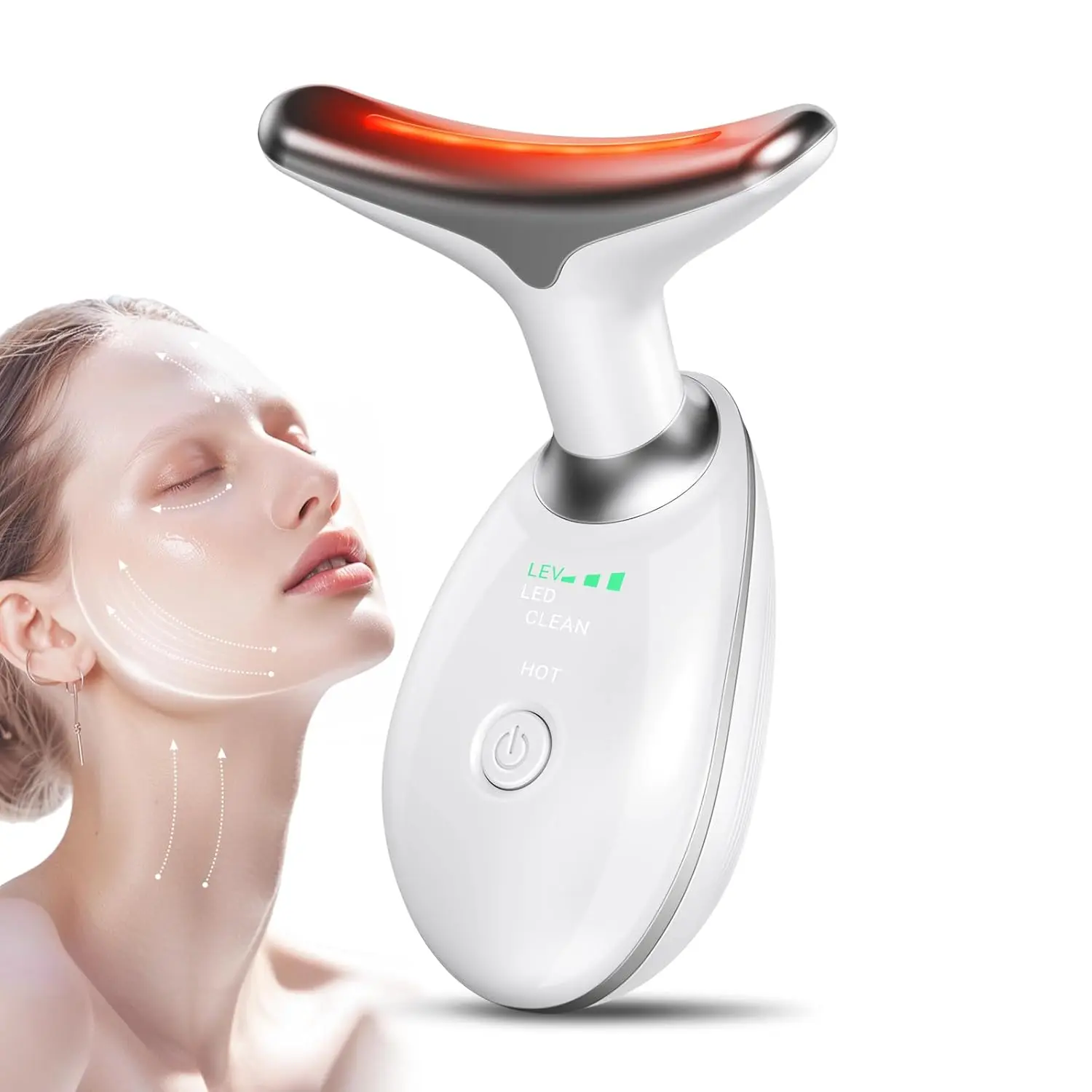 Red Light Therapy Wand for Face and Neck – 7 Color LED Anti Aging Skin Smoothing Tool, High Frequency Vibration Microcurrent Massager, Self Care Products for Skin Care, White Handle with Transparent Wrinkle Smoothers,father'sdaygifts,summerhairstyles