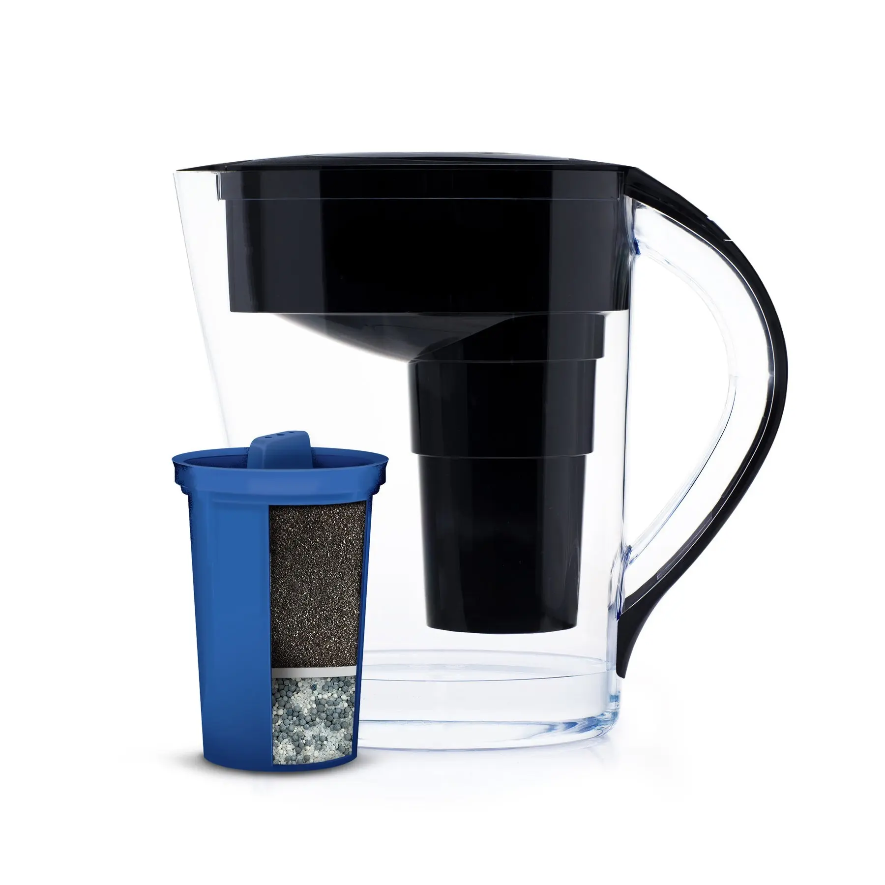 Santevia MINA Alkaline Water Pitcher – Black | 2-Stage Filter & Mineral Enhancement | Made in Canada