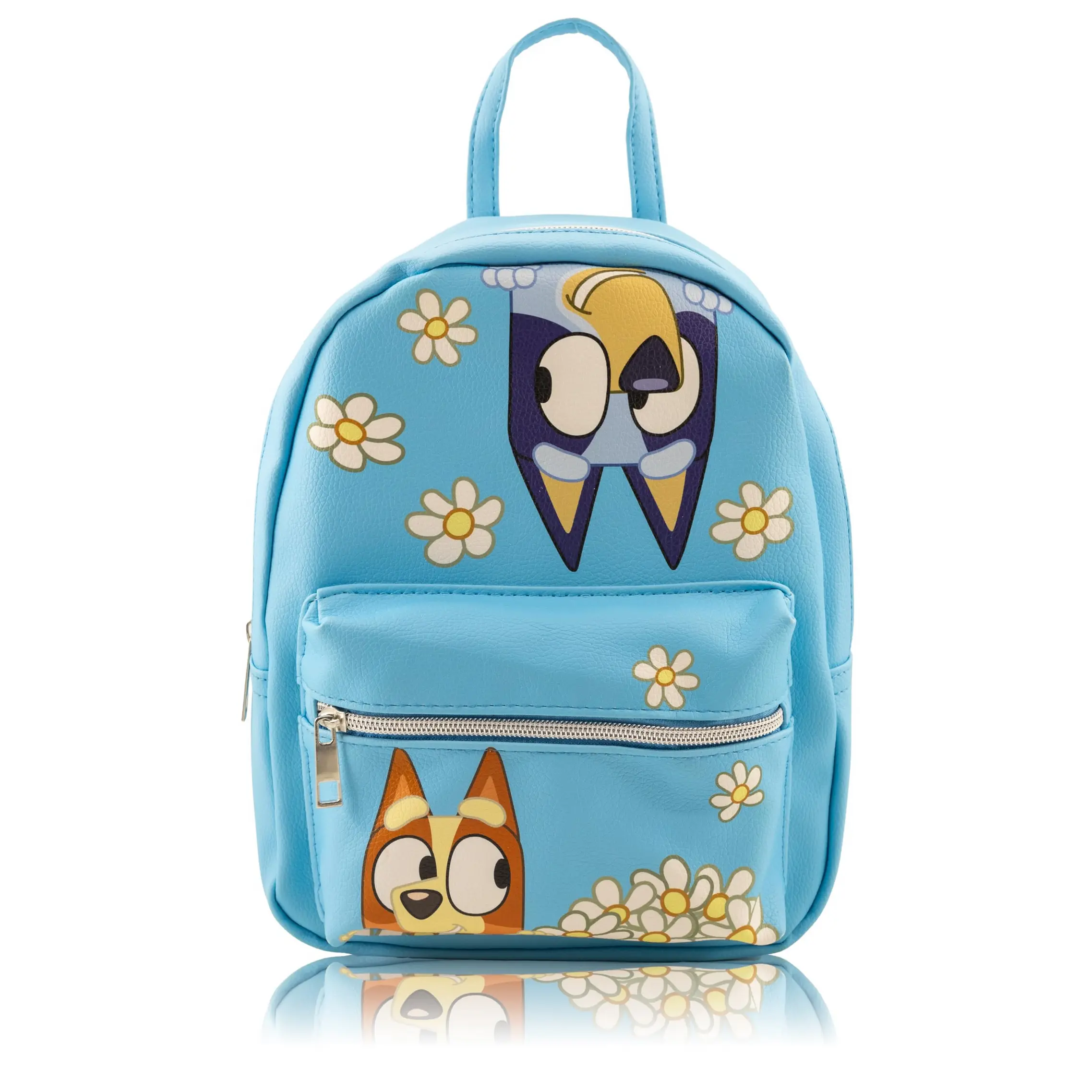 Fast Forward Bluey and Bingo Mini Backpack for Kids & Adults | 10" PU Leather Bluey Backpack Purse Featuring Bluey & Bingo