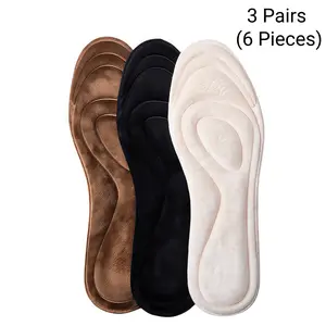 6 Pieces 3 Pairs Thickened Velvet Fleece Warm Insoles 4D Rebound Shock Absorption Breathable Sweat Absorbent Plush Cushioning Unisex All Season Comfort Winter Warmth for Commuting Standing Sneakers & Boots
