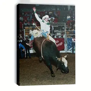 Lane Frost Bull Riding Canvas Poster, 8 Seconds Western Cowboy Wall Art, Framed & Unframed Rodeo Canvas Print for Western Home Decor