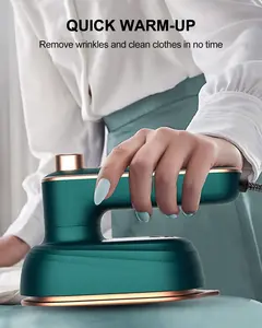 Portable Steam Iron - New Travel Mini Steam Iron, Portable Micro Small Iron Dry & Wet Ironing Machine, Steamer for Clothes Size, Foldable Handheld Iron and All in One (Green)