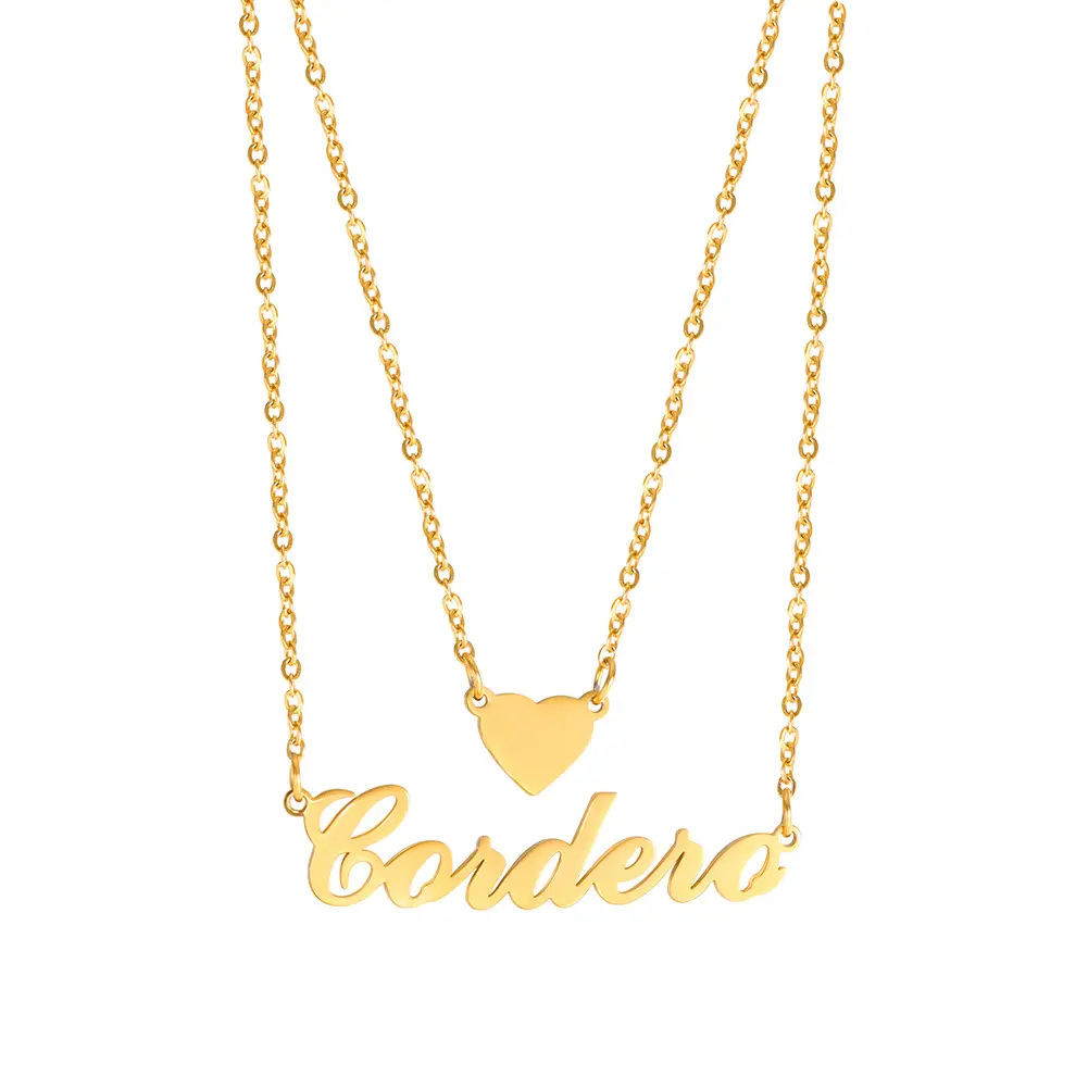 AS049 Custom Name Necklace - Double-Layer Private Fashion Jewelry, Unisex DIY Accessory, Holiday Gift Souvenir, Unisex Names, Initial Necklaces, Customized Gifts, Gold Initial Necklace, Metal Pendant