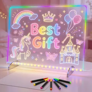Stop Screen Time & Wall Graffiti! 13.7"X10" LED Light Up Drawing Board with 13 Color Modes, Battery Powered, No Mess Reusable Doodle Pad, Perfect Birthday Gift for Girls Boys 3-12
