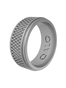 Men's Silicone Ring, Elegant Step Edge Design with Crosshatch Pattern, Reinforced with Ultra Tough Q2X™ Technology, Elevated Style