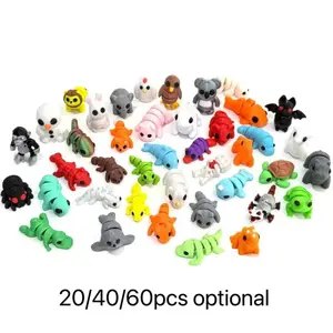 Adorable 3D printed movable mini animal doll set, sturdy and durable pocket pet toys, 20/40/60PCS, flexible and movable, collectible, desktop or bookshelf decoration, stress-relieving ornaments, suitable for road trips or party gift bags, birthday gifts.