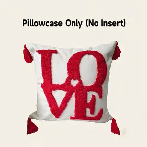 1+ Love Circle Embroidered Pillow Cover, Universal Sofa Window Decor, Home Decoration, Couples, No Insert Included