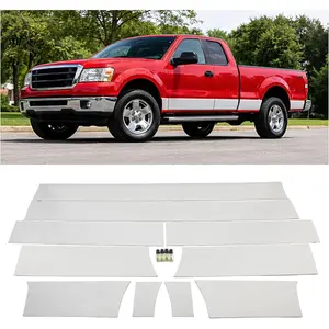 KQQIO 10 Pcs Rocker Panel Trim Compatible with 2004-2008 Ford F-150 F150 Super Cab/Extended Cab 6.5" Short Bed Side Body Moulding Trim Cover Stainless Steel