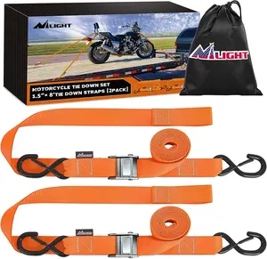Nilight Heavy-Duty Motorcycle Tie Down Straps, 1.5×8ft Adjustable Webbing Cambuckle with 1-Finger Lock, Polyester Fiber Soft Loops & Safety S-Hooks, 3084Lbs Break Strength for Dirtbikes, Fragile Items Safe Fastening