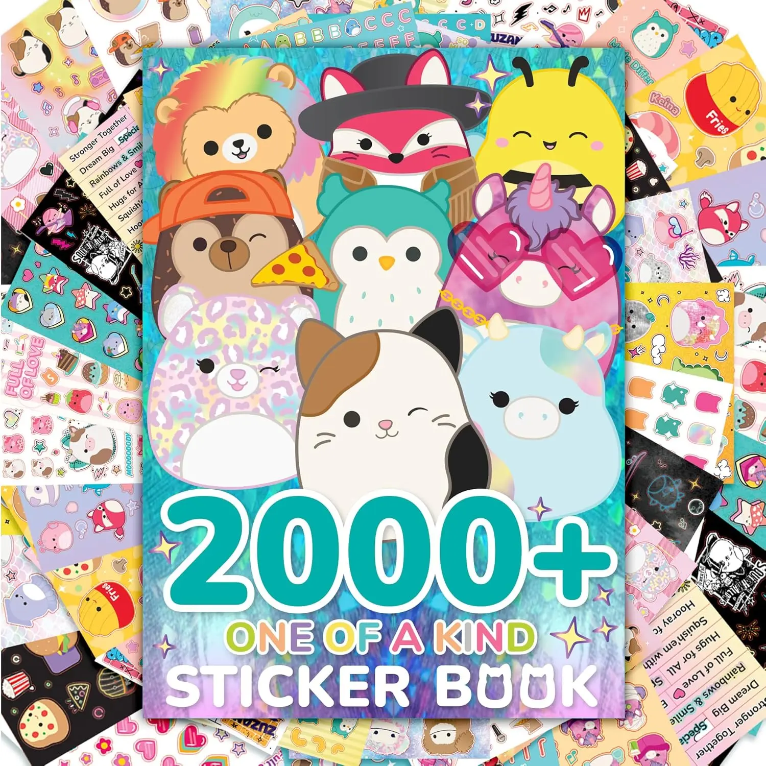 Squishmallows Sticker Book - 2000+ Kawaii Stickers for Kids, Water Bottles, Notebooks & Party Favors, Ages 4-8