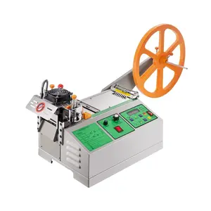 summervibes VEVOR Automatic Webbing Cutting Machine, Hot and Cold Ribbon Cutting Machine with Adjustable Temperature and LCD Display, Zipper Tapes Cutter for Nylon Webbing, Elastic Bands, Shoelaces