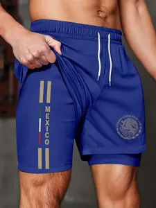 Men's Mexican Style Sport Shorts, Double Layer Anti-Exposure, Quick-Dry Breathable, Gym Running Basketball Training Shorts, Performance Shorts