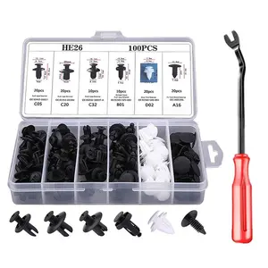 Car Fastener Clip Kit, 101pcs/set 6 Different Types Fixing Buckles & Screwdrivers, Assembly & Disassembly Tools for Car Bumper Doors & Decorative Panels, Automotive Accessories