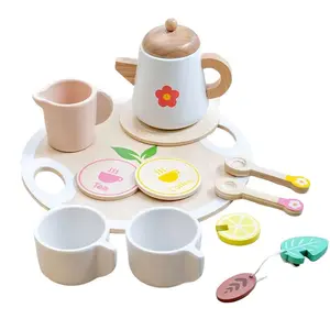 Wooden Afternoon Tea Simulation Role-Play Toy Set, Afternoon Tea and Coffee Brewing Wooden Kitchen Toy, Play Kitchen Accessories, Educational Interactive Role-Play Parent-Child Bonding Toy, Weekend Gathering Afternoon Tea Set, Easter Gift