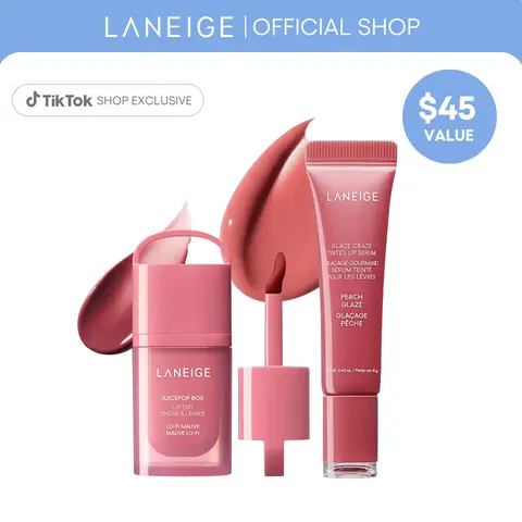 Laneige JuicePop & Glaze Craze Lip Duo, JuicePop Box Lip Tint and Glaze Craze Tinted Lip Serum, Glossy Lip Duo, Lipgloss