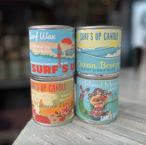 4 Mini Beach Scented Candles Starter Pack- Surf's Up Candle 4 oz Paint Can