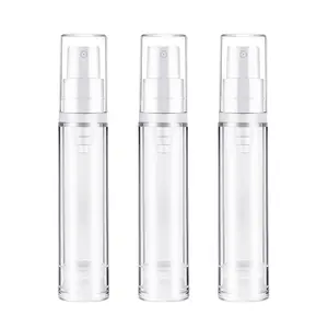 3pcs 10Ml Empty Airless Pump Bottle Refillable Clear Travel Lotion Pump Containers Vacuum Cosmetic Container Vacuum Press Pump Bottles for DIY Foundation, Gel, Essence, Moisturiser