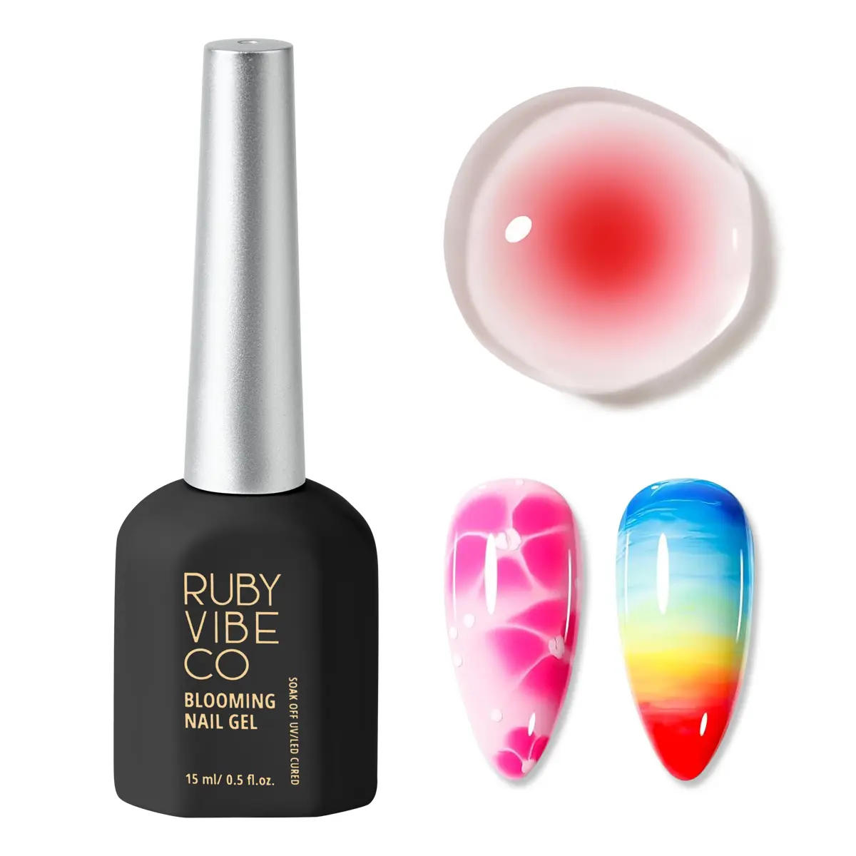 RUBY VIBE CO Blooming Nail Gel - Clear Blooming Gel Nail Polish for Marble and Watercolor Nail Art, HEMA/TPO/HPMA-Free, Essential Nail Polish & Decoration Products for DIY Designs