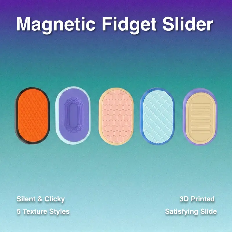 The Pill Fidget Slider Magnetic Stress  Toy — Silent & Clicky Versions | 5 Textures | 3D Printed ADHD Focus Slider sensory relief