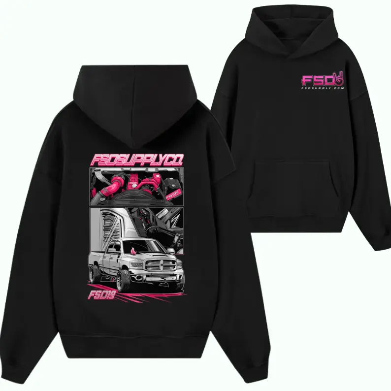 FSD Supply Co Pink Diesel Graphic Hoodie, Turbo & Engine Bay Design, Truck Enthusiast Streetwear, FSD19 Mechanic Style Pullover, tiktok shop deals