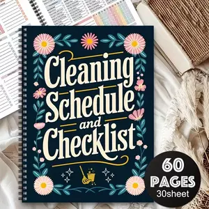 Adhd Cleaning Plan, Daily Weekly Monthly Annual Task List, Colorful Floral Design, Fun Cover, Mixed Color Spiral Binding