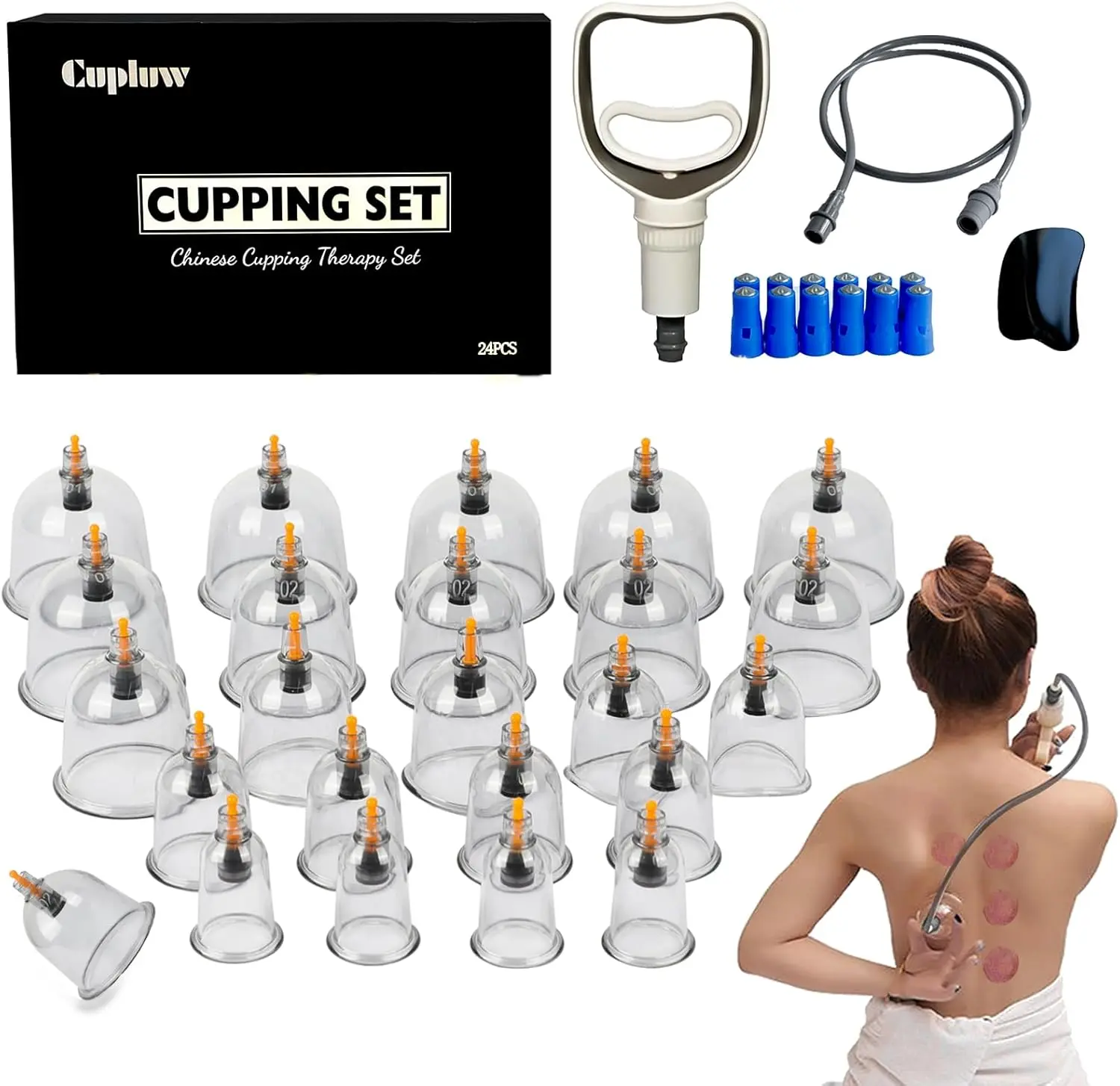 Cupping Kit for Massage Therapy Magnetics Vacuum Cupping Therapy Set for Cellulite Reduction Muscle Pain Relief with Manual Pump Body Care