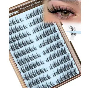 Pre-Glued Lash Clusters Self Adhesive Lashes Cat Eye Fluffy Eyelash Clusters Pre-Mapped Fairy Individual Lashes CC-Curly Wispy Cluster Eyelash Extensions Anime Spiky Cluster Lashes Press on Lashes