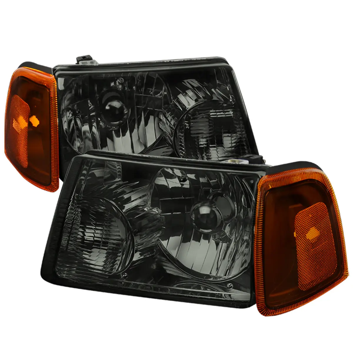 2001-2011 Ranger Factory Style Headlight Assemblies w/ Amber Lens Corner Signal Lights (Chrome Housing/Smoke Lens) 2001-2011 Ranger Factory Style Headlight Assemblies w/ Amber Lens Corner Signal Lights (Chrome Housing/Smoke Lens)