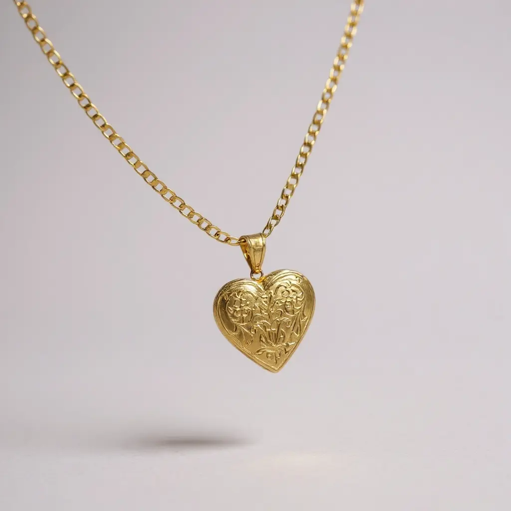 Didiray 14k Gold-Plated Cuban Link Chain with Heart Pendant for Text or Photo Engraving Premium Finish Long-Lasting Shine Durable Jewelry Great Gift for Family Lovers Friends