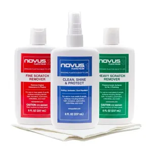 NOVUS Plastic Scratch Remover Kit – Clean, Polish & Restore Acrylic, Plexiglass & Plastic | 8oz Bottles | Removes Scratches, Scuffs & Fading | 3-Step Formula + Polish Mates