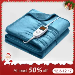 iDOO Heated Blanket Throw, Valentines Day Gift,50"x60", 1-10H Auto Off, Ultra-Soft Double-Sided Flannel, Fast Heating, HD Display, ETL Certified