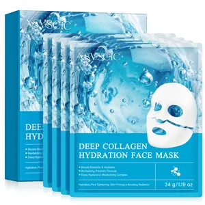 Xsvseie Collagen Facial Mask, Hydrating Mask, 4 pieces per box. Locks in skin moisture, Moisturizing. Contains collagen. Moisturizes and hydrates the skin. A sleep-replenishing facial mask. The essence is fully absorbed into the mask. A gift for ladies.