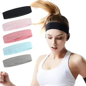 5PCS Workout Headbands Non Slip Headband Sport Headbands Sweatbands Elastic Sport Hair Bands for Sports Travel Indoor Fitness Gym