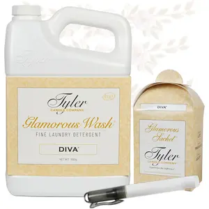 Tyler Glamorous Wash Diva Fine Laundry Detergent with Stain Remover Pen and Dryer Sachets - Liquid Detergent Designed for Clothing - Hand and Machine Washable - 64oz (Diva)