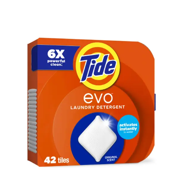 Tide Evo Scented Laundry Detergent Tiles - Premium Wash, Extra Strong Clean Concentrate, 6X Power, Fresh Scent, 42 Count (Baby & Maternity Care Suitable), Premium Laundry Wash, Extra Strong Laundry Detergent
