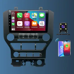 9" Car Stereo for 2015-2021 Ford Mustang – with Wireless CarPlay & Android Auto, 2+32GB, GPS Navigation, 4-Lamp Camera, Button Control
