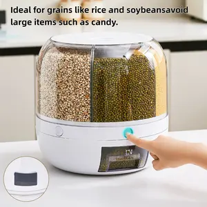 UFORU Moisture-Proof Grain Dispenser with lid, Proof & Insect-Proof, Durable Plastic,360°Rotating Design, Multi-GridGrain Storage Container Perfect for Rice, Grains, Cereals, Flour, Pet Food & Mini Candies FathersDayGift Kitchen Gadgets Kitchenware Home