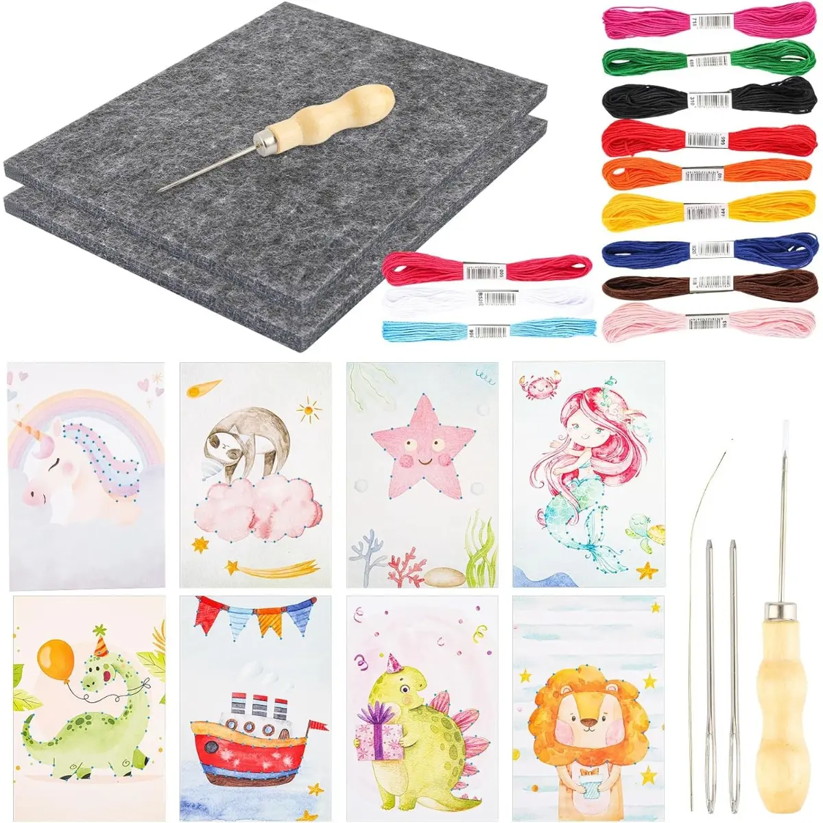 Compact Felt Sewing Craft Kit - Unisex Textiles Sewing Supply with Blunt Needles, Embroidery Learning Tool for 5+ Ages, Boosts Children Development & Artistic Interests, Ideal Christmas Gift for Girls, Boys