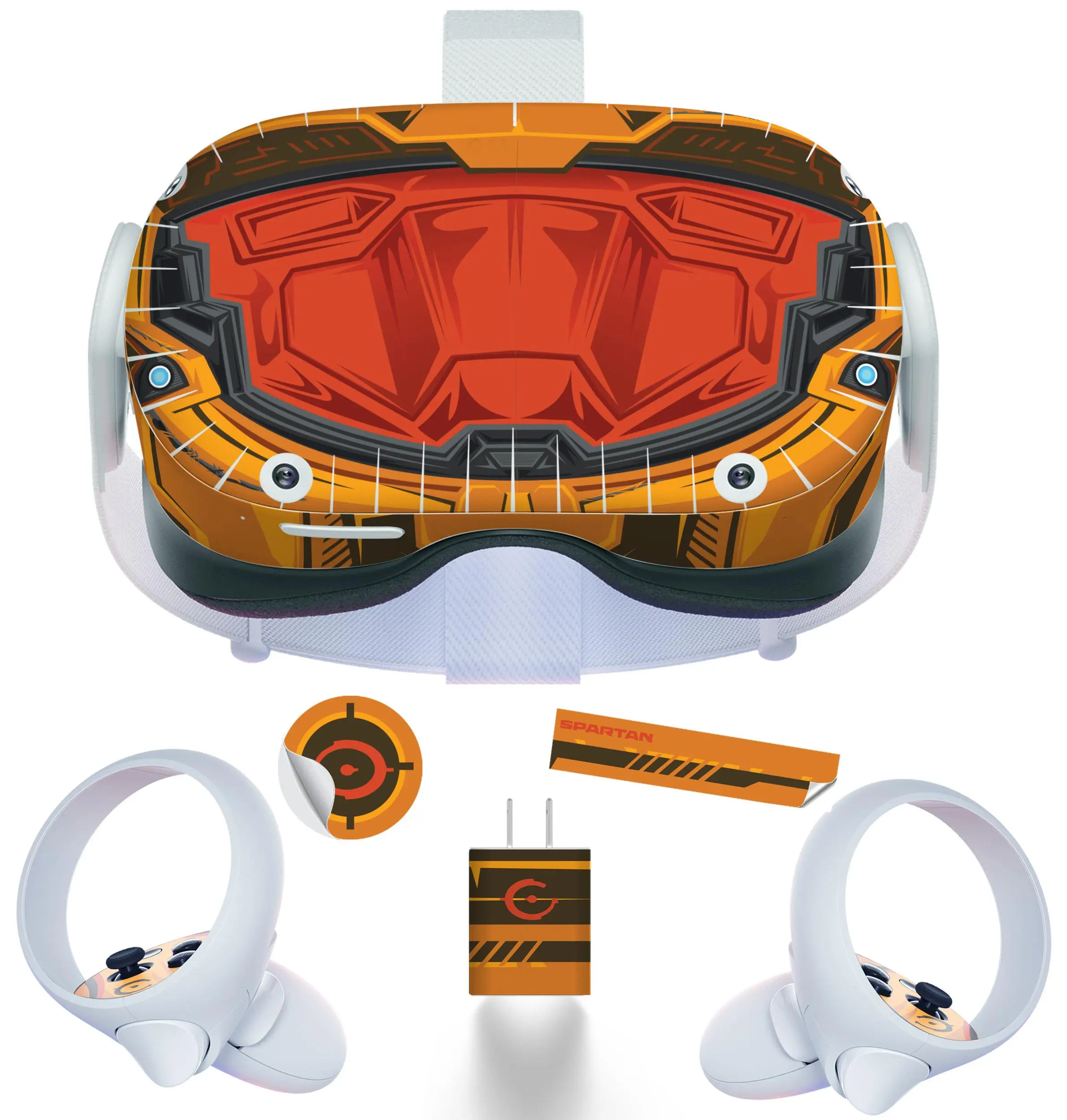 Easy-to-Apply Skin Sticker Kit compatible with Oculus Quest 2 VR headset - Yellow Helmet virtual reality accessory - VR protector skin covers