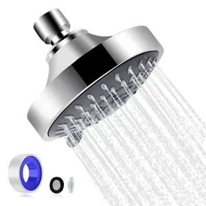 FEELSO High Pressure Shower Head 5-Setting Fixed 4.1-Inch ABS Plastic with Chrome Finish Adjustable 360-Degree Rotation for Comfortable Spa Experience