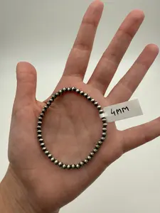 4MM Desert Pearl Sterling Silver  925 Stretch Bracelet