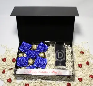 Valentine's Day Gift - Personalized Valentine's Gift Box with Engraved Glasses, Ferrero Chocolates & Customization Options for Boyfriend Glossy