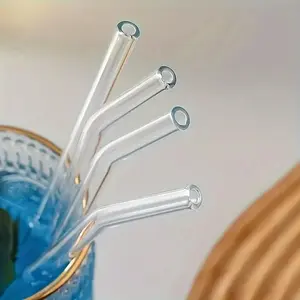 A set of 5 transparent glass straws made from reusable borosilicate material, complete with a cleaning brush. Perfect for use at weddings, beaches, and various festivals. Can be washed in a dishwasher. Drinking straws Straw Combo Tumbler Straws