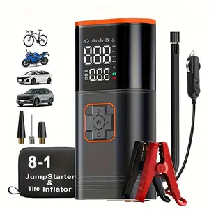 Car Emergency Starting and Inflation All-in-One Device, Car Jump Starter, Tire Inflator, Multifunctional Car Emergency Power Supply, Outdoor Emergency Kit, Led Lights, Multi-Function