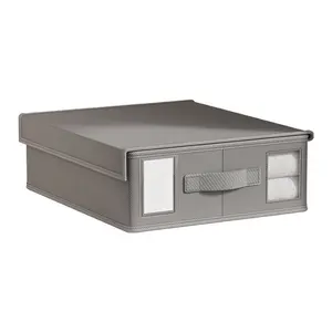 Bed Sheet Organizer Boxes - Foldable Linen Storage Bins with Dual Clear Windows & Handle, Closet Organizer for Queen/King Sheets, Duvet Covers, Pillowcases