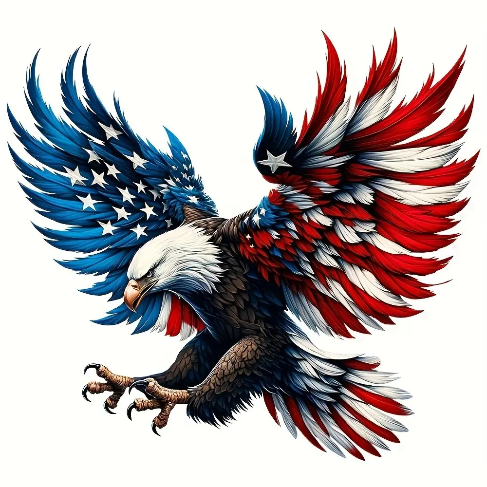 Patriotic Eagle American Flag Car Sticker, Car Decorative Sticker, Sticker Decals, Truck Decal, Digital Art, Self-Adhesive Waterproof Durable Vinyl, Window Decor, Windshield Sticker, Vehicle Exterior Decoration, Car Exterior Decoration, Automotive Decals
