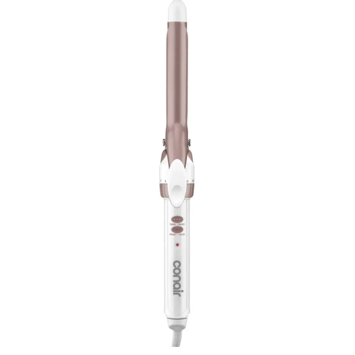 Conair Curling Iron, Double Ceramic, 3/4-in. Width, White/Rose Gold | Hair curler for soft spirals and tight curls, includes 30 heat settings, dual voltage, built-in heat protection, and auto-off