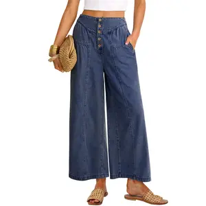 ANRABESS Womens Wide Leg Barrel Jeans 2026 Spring Baggy High Waisted Trendy Cropped Denim Pants with Pockets for Comfortable Style